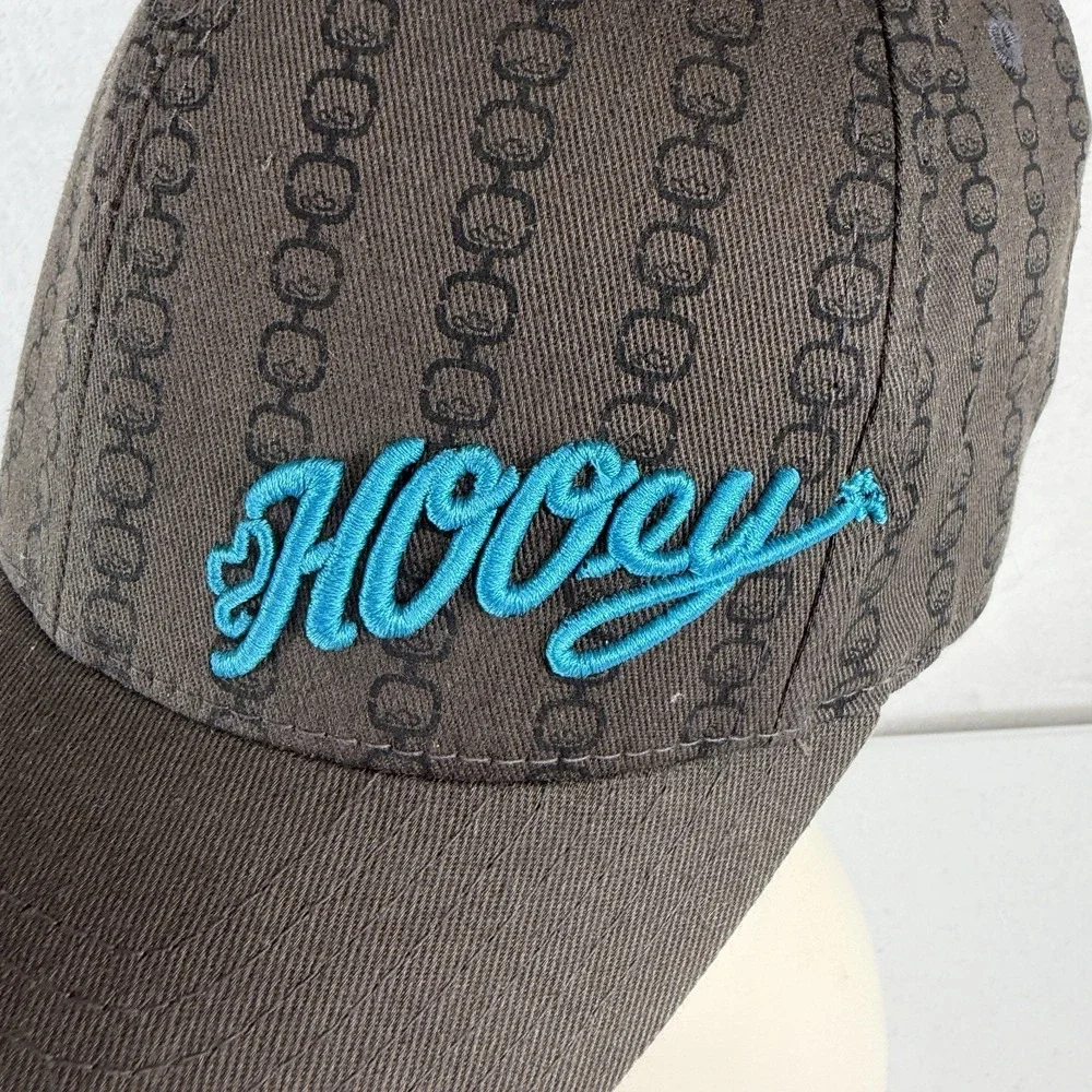 HOOey S / M Snapback Trucker Cap Hat FlexFit Flex Fit Brown Turquoise‎ Fitted